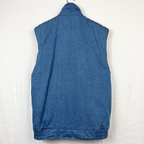 Vintage Stag Hill Denim Fleece Lined Utility Vest Men M Oversized Baggy Full Zip - Picture 7 of 10